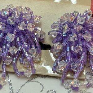 Vintage Lavender Crystal w iridescent loaded beading small &Mighty Beautiful